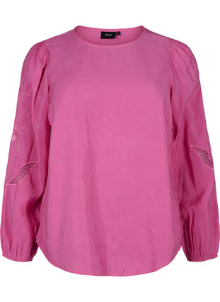 Bluse aus TENCEL™-Modal mit gestickten Details, Phlox Pink, Packshot image number 0