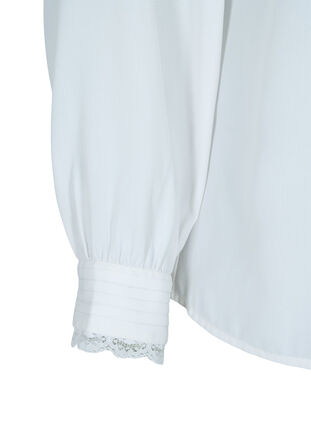 Langärmelige Bluse mit V-Ausschnitt , Bright White, Packshot image number 3