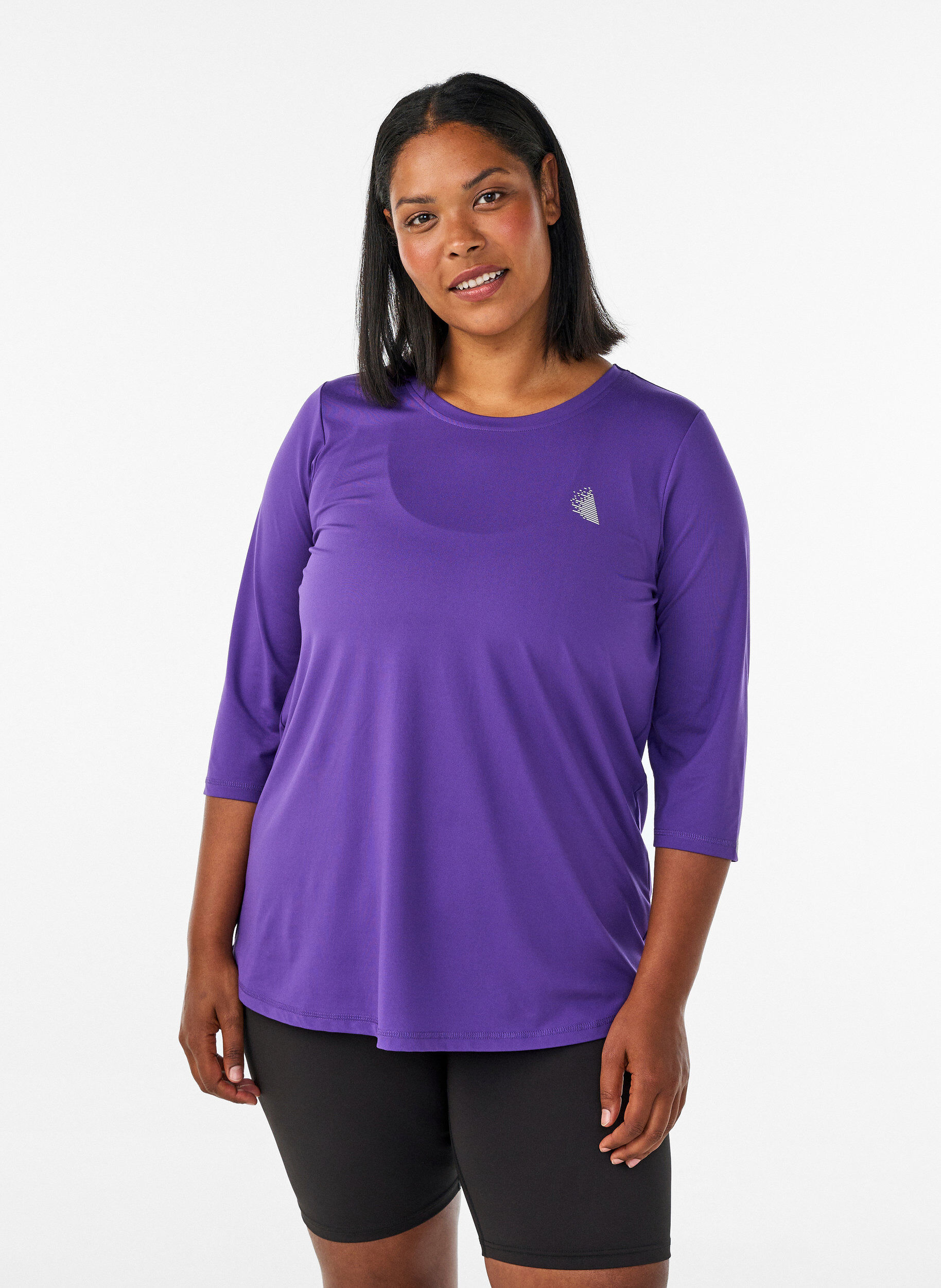 Trainingsshirt mit 3/4-&Auml;rmeln, Lila, Model