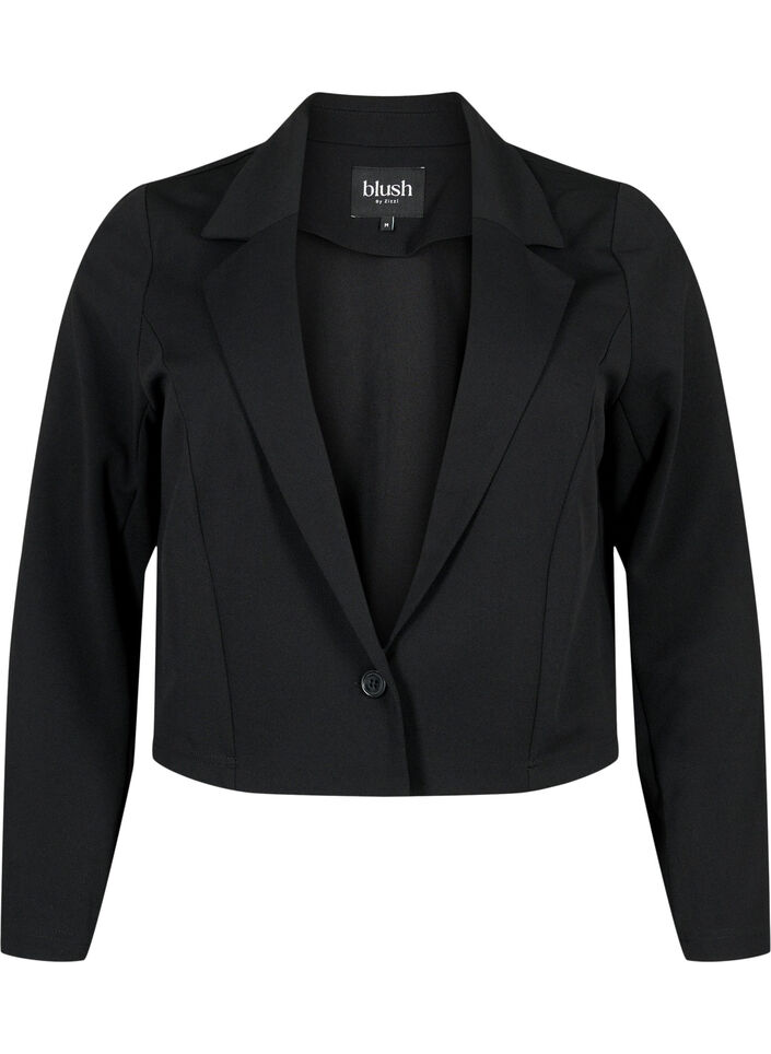 Kurzer Blazer mit Knopf, Black, Packshot image number 0