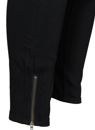 Cropped Amy Jeans mit hoher Taille und Reißverschluss, Black, Packshot image number 3