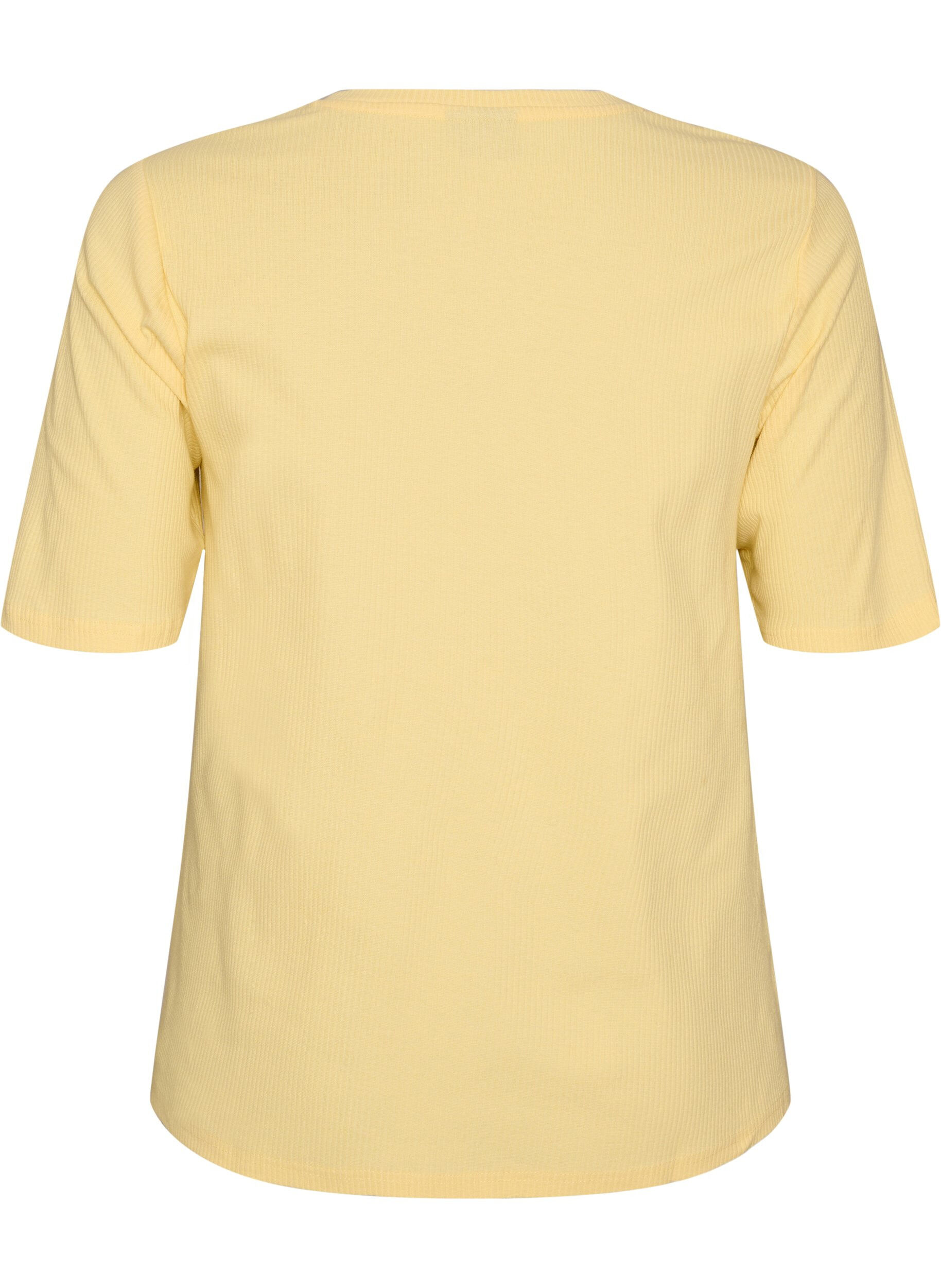 ZizziBluse aus geripptem Jersey mit kurzen &Auml;rmeln, Gelb, Packshot image number 1