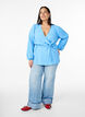 Wickelbluse mit Bindeband und langen Ärmeln, Blau, Model image number 1