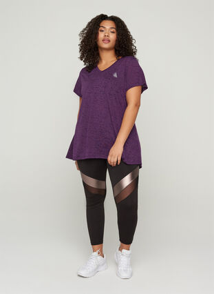 Gemustertes Trainings-T-Shirt mit A-Linie, Plum Perfect1801, Model image number 2