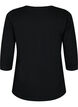 Basic T-Shirt aus Baumwolle mit 3/4-&Auml;rmeln, Schwarz, Packshot image number 1