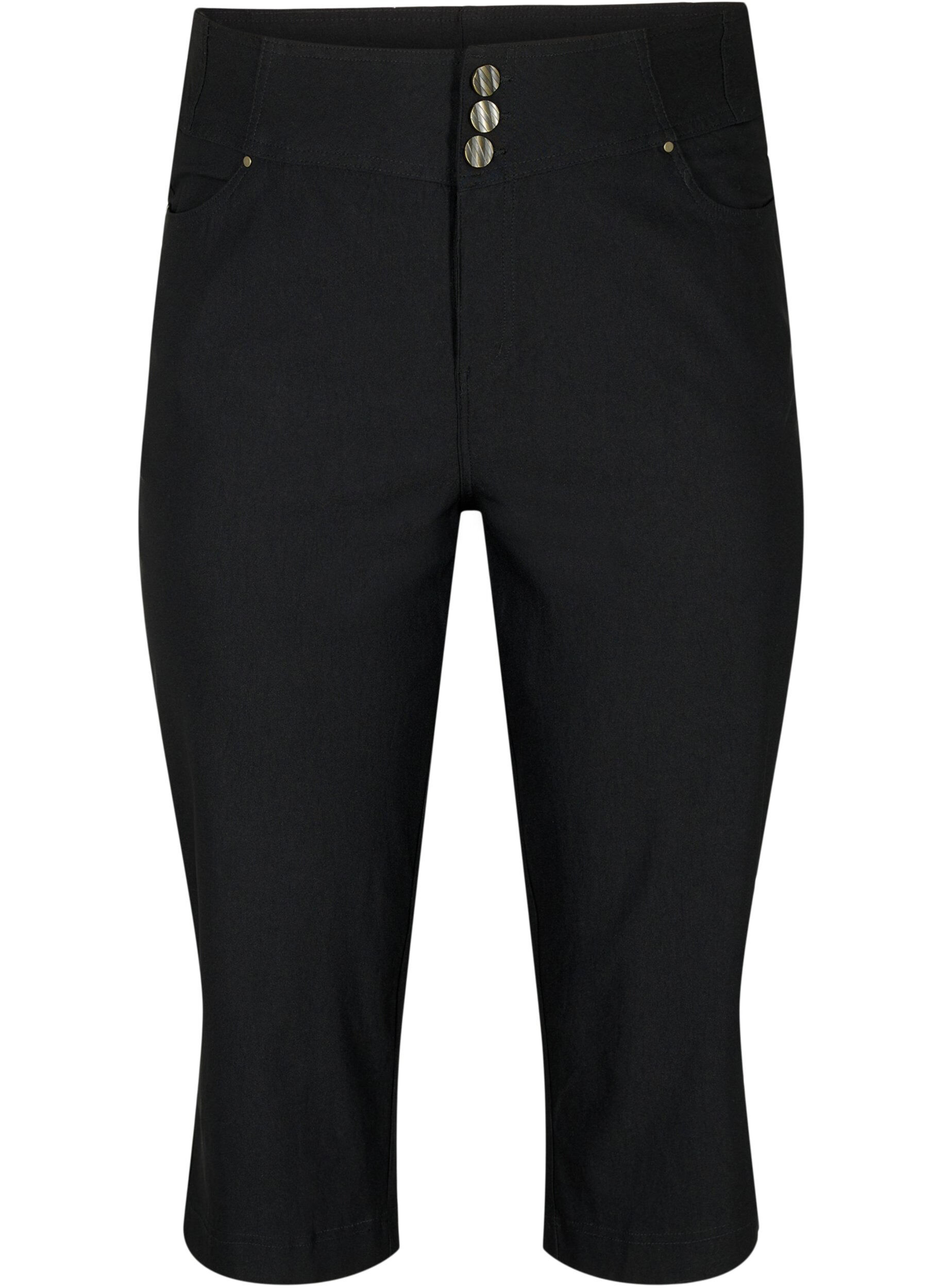ZizziEng anliegende Capri-Hose mit hoher Taille, Black, Packshot image number 0