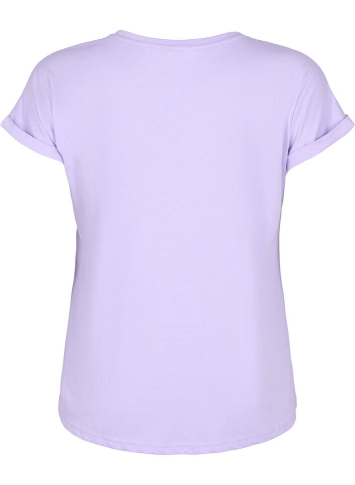 Kurz&auml;rmeliges T-Shirt aus einer Baumwollmischung, Lila, Packshot image number 1