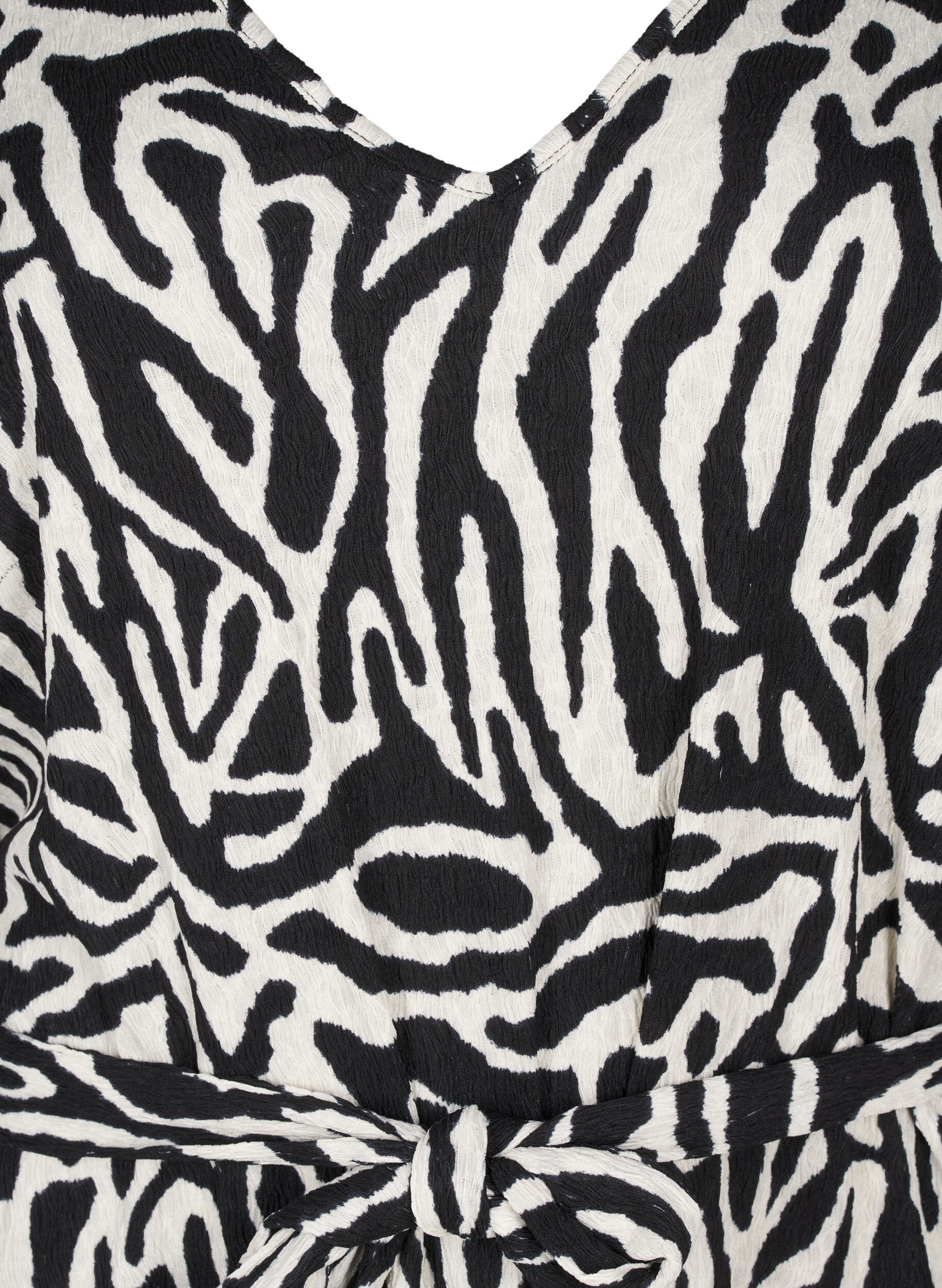 ZizziKleid mit 3/4-&Auml;rmeln und Zebraprint, Schwarz, Packshot image number 2