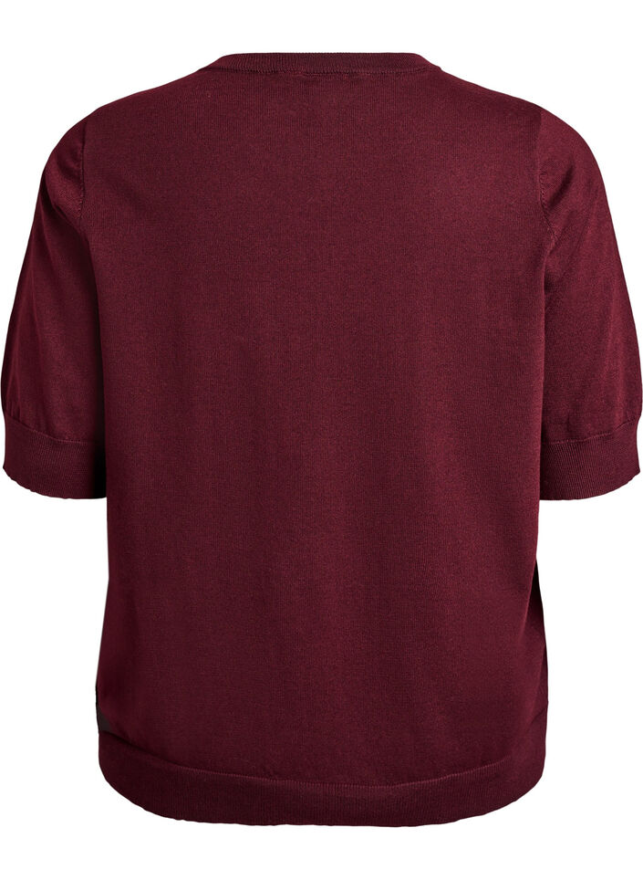 FLASH - Fein gestrickte Bluse mit kurzen Ärmeln, Rot, Packshot image number 1