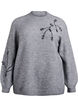 Pullover mit Perlenstickerei, Grau, Packshot image number 0