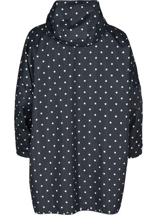 Regenponcho mit Kapuze und Print, Black w/ white dots, Packshot image number 1
