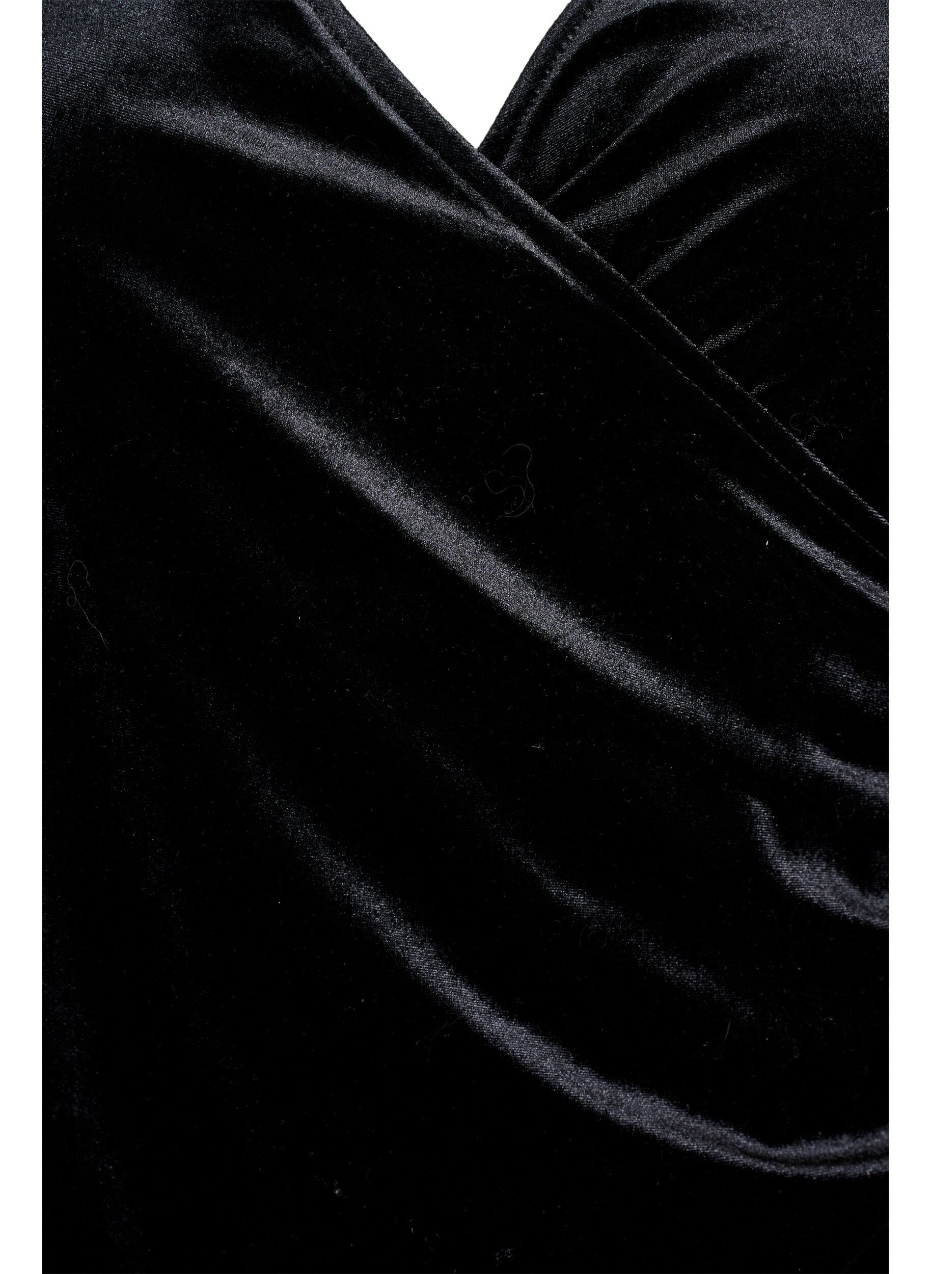 ZizziKurzes Kleid aus Velours mit Wickeloptik, Schwarz, Packshot image number 2