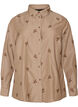 Gestreifte Bluse mit bestickten Blumen, Braun, Packshot image number 0