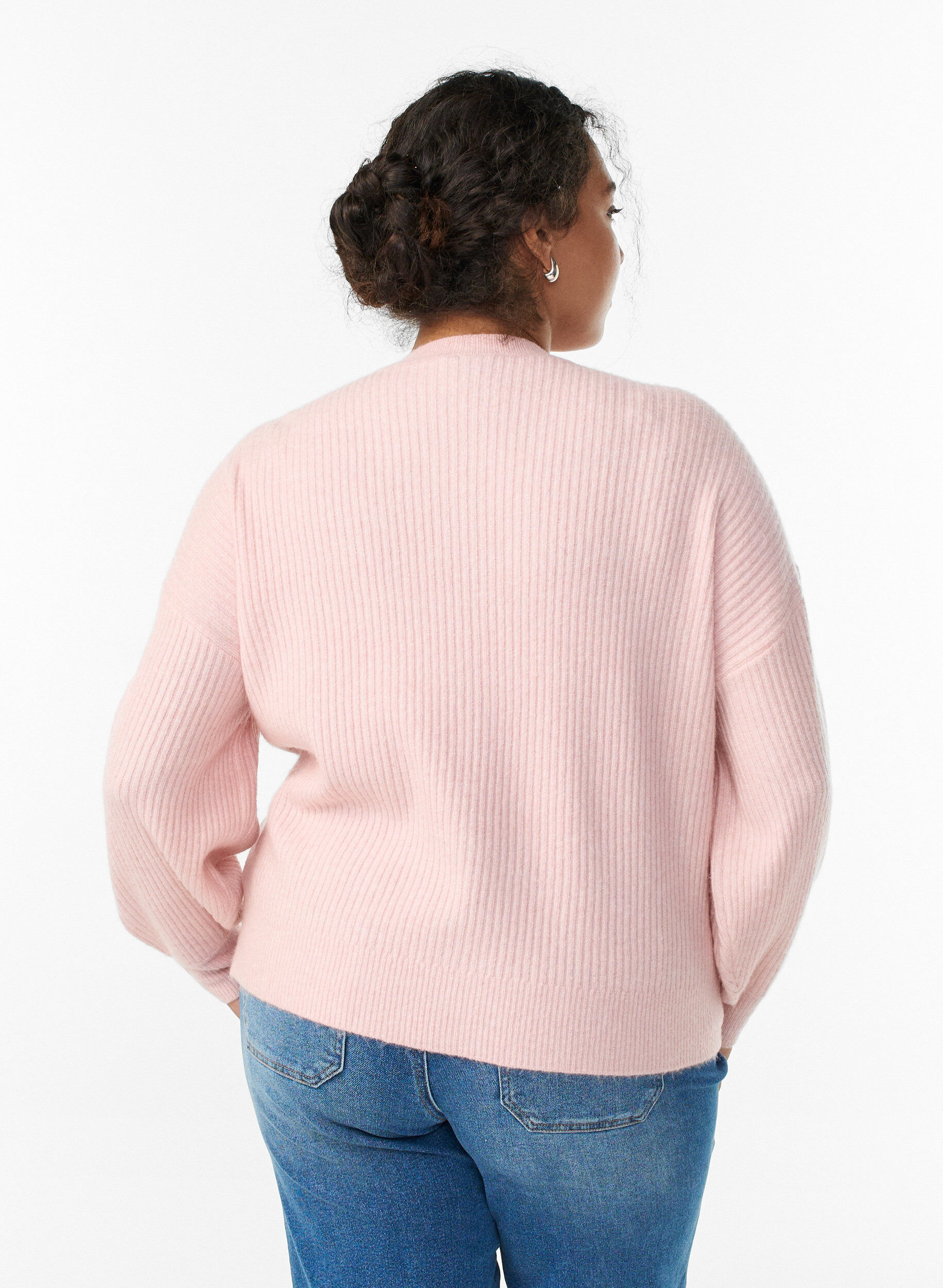 ZizziRippenstrick Strickjacke mit Kn&ouml;pfen, Pink, Model image number 2