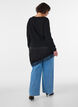 Strickbluse mit Lageneffekt und Spitzenbesatz, Schwarz, Model image number 2