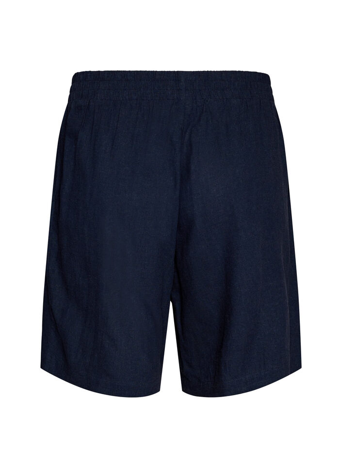Hoch taillierte Shorts aus Leinen und Viskose, Blau, Packshot image number 1