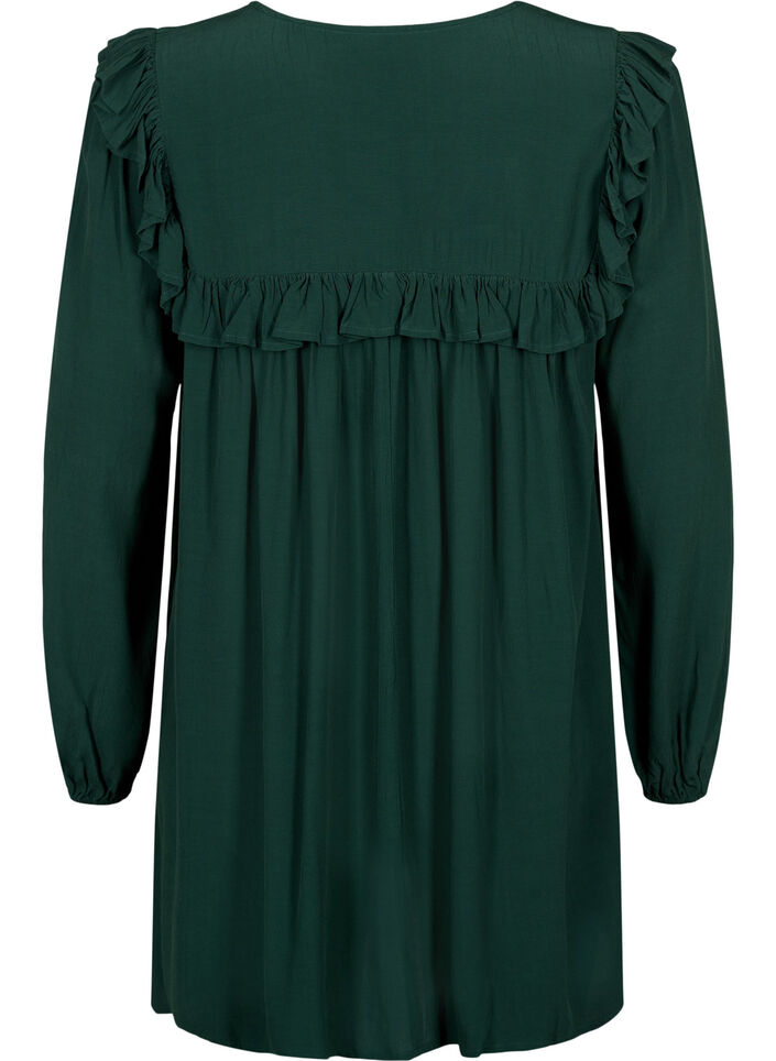 Viskose-Tunika mit Rüschen, Scarab, Packshot image number 1