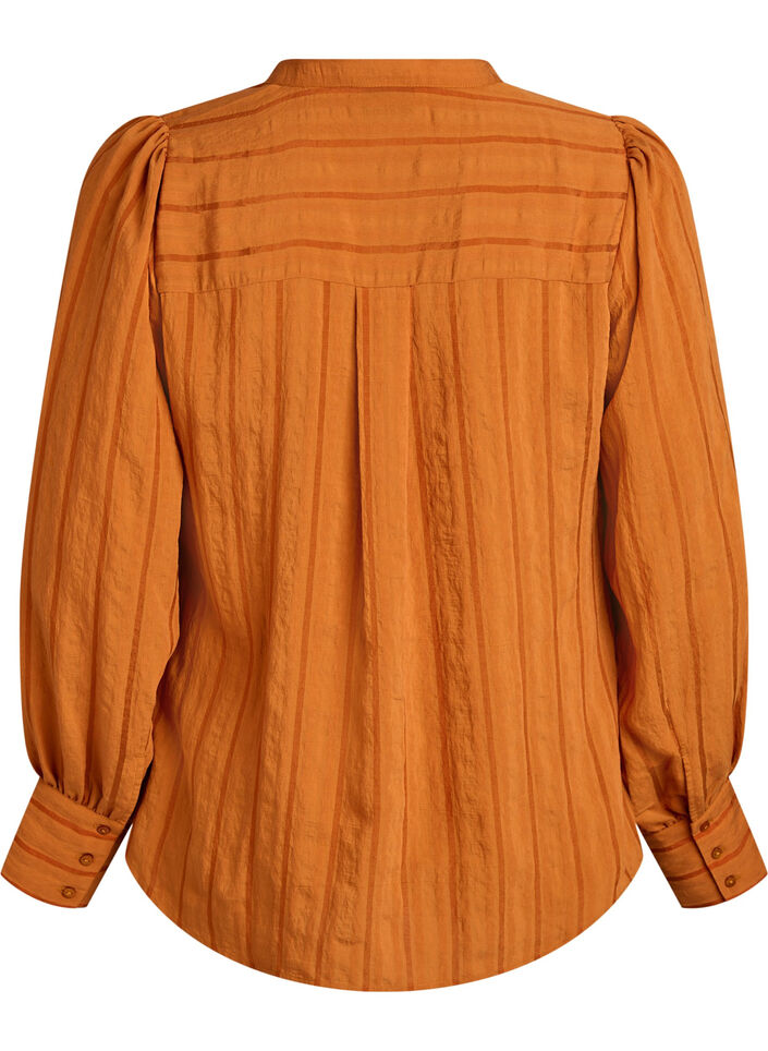 Bluse mit Längsstreifen, Orange, Packshot image number 1