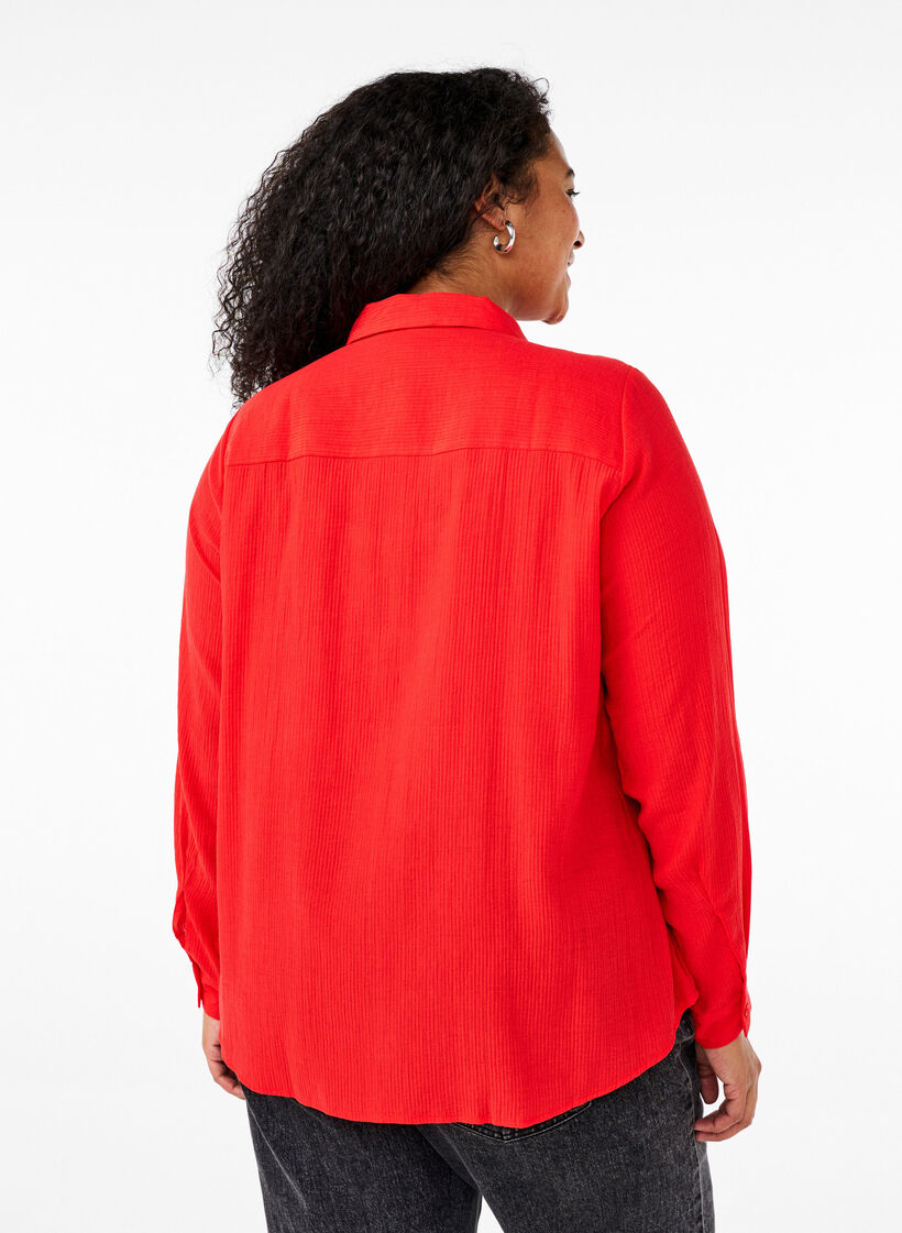 Bluse mit gestreiftem Muster, Rot, Model image number 2