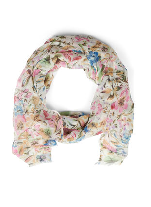 Printed scarf with fringe, Light Flower AOP, Packshot image number 0
