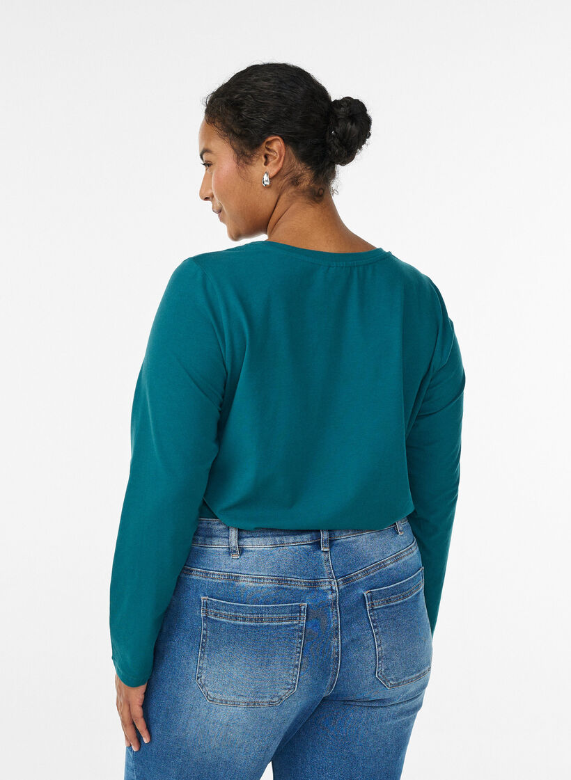 Basic Top aus Jersey mit langen Ärmeln, Grün, Model image number 2
