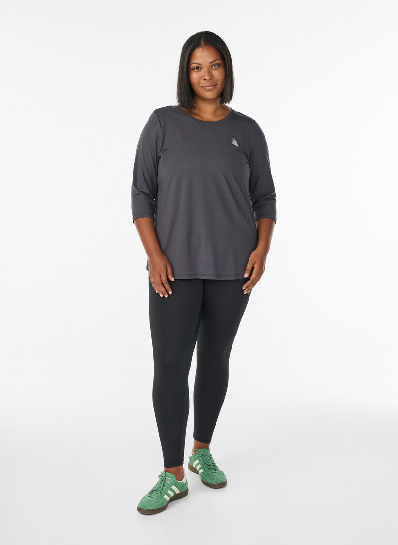 Trainingsshirt mit 3/4-&Auml;rmeln, Grau, Model image number 1