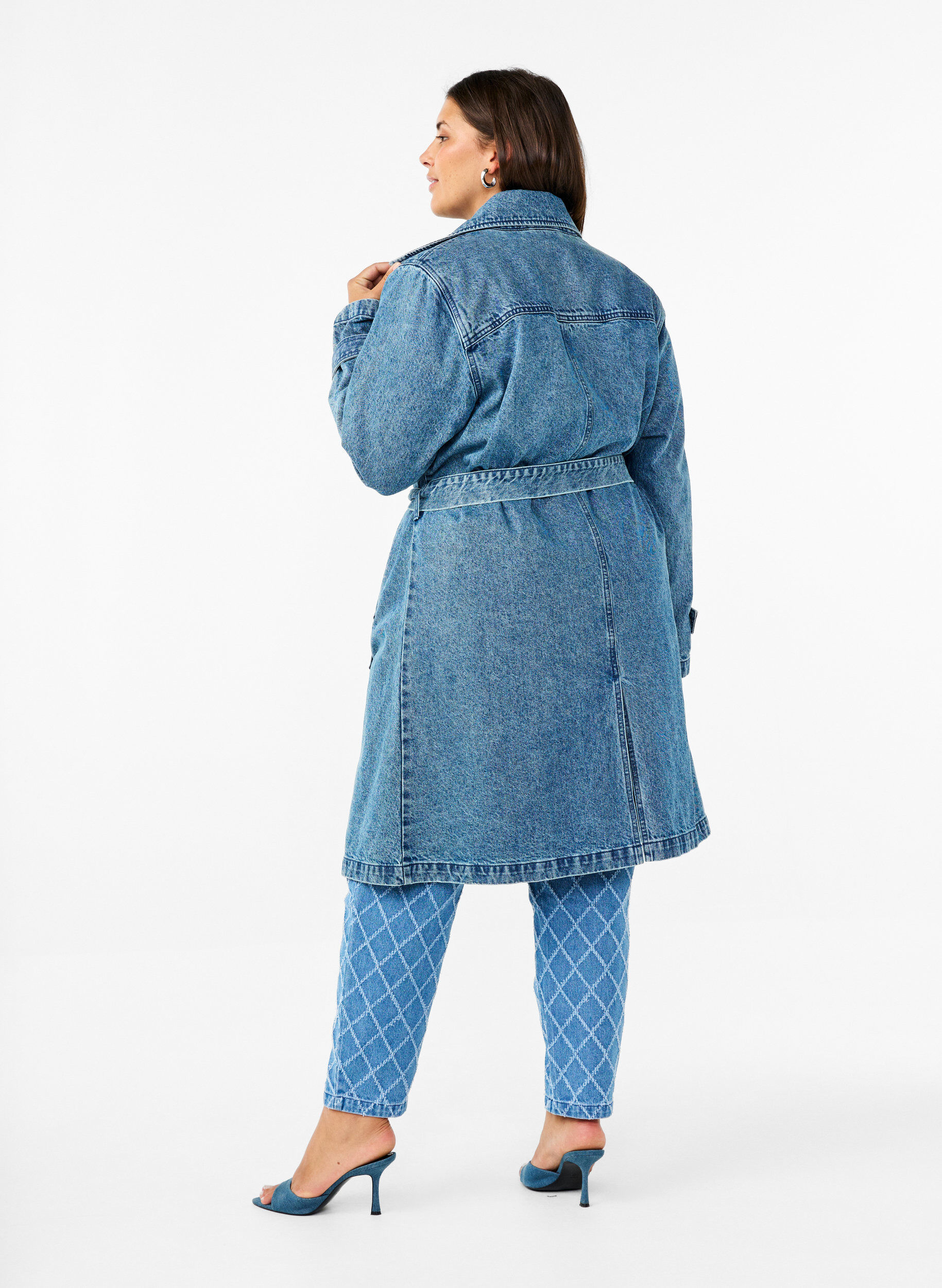 ZizziDenim-Trenchcoat mit G&uuml;rtel, Blue Denim, Model image number 1