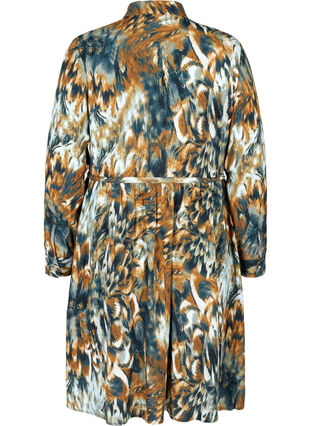 Bedrucktes Hemdkleid aus Viskose mit verstellbarer Taille, Rubber AOP, Packshot image number 1