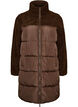 Mittellange Steppjacke mit Teddyfleece, Braun, Packshot image number 0