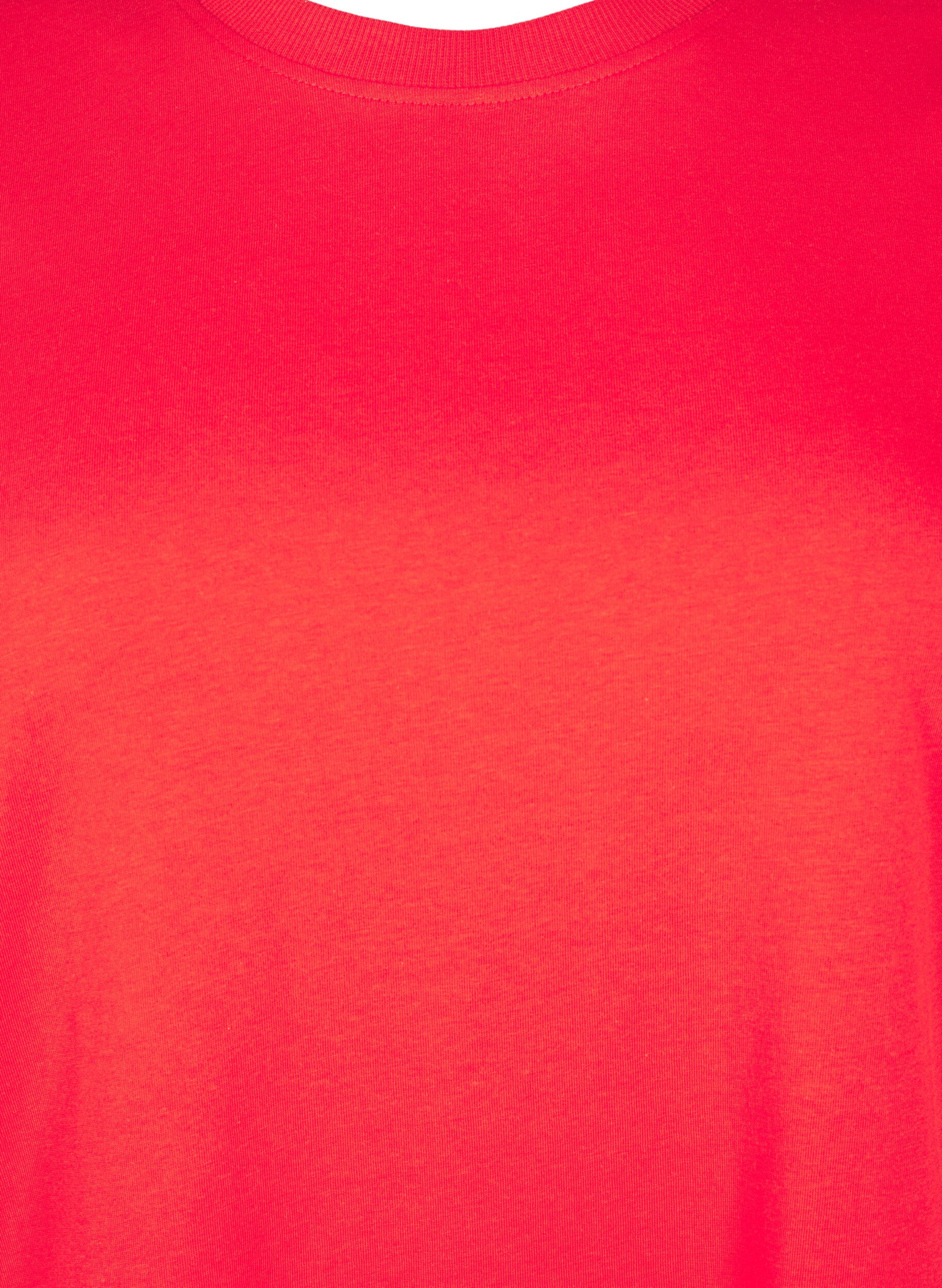 ZizziBasic-T-Shirt aus Baumwolle mit Rundhalsausschnitt, Rot, Packshot image number 2