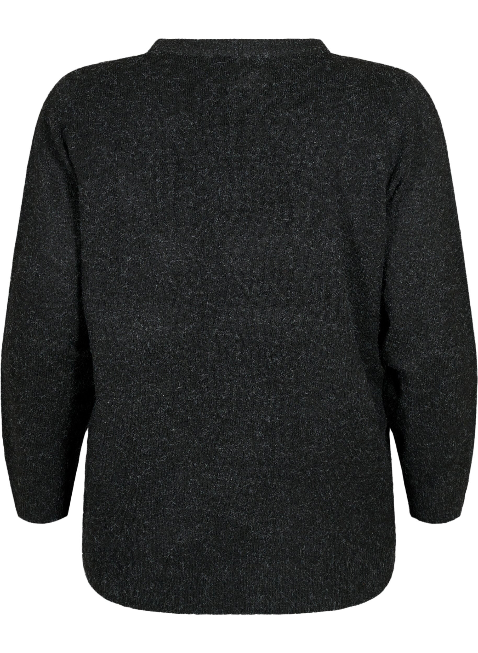 ZizziMelange Pullover mit V-Ausschnitt, Dark Grey Melange, Packshot image number 1