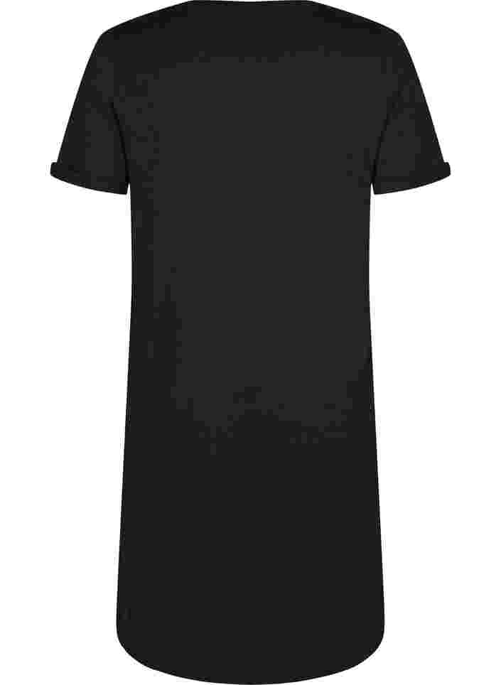 Kurzarm-Baumwollnachthemd mit Aufdruck, Black W. Don't, Packshot image number 1