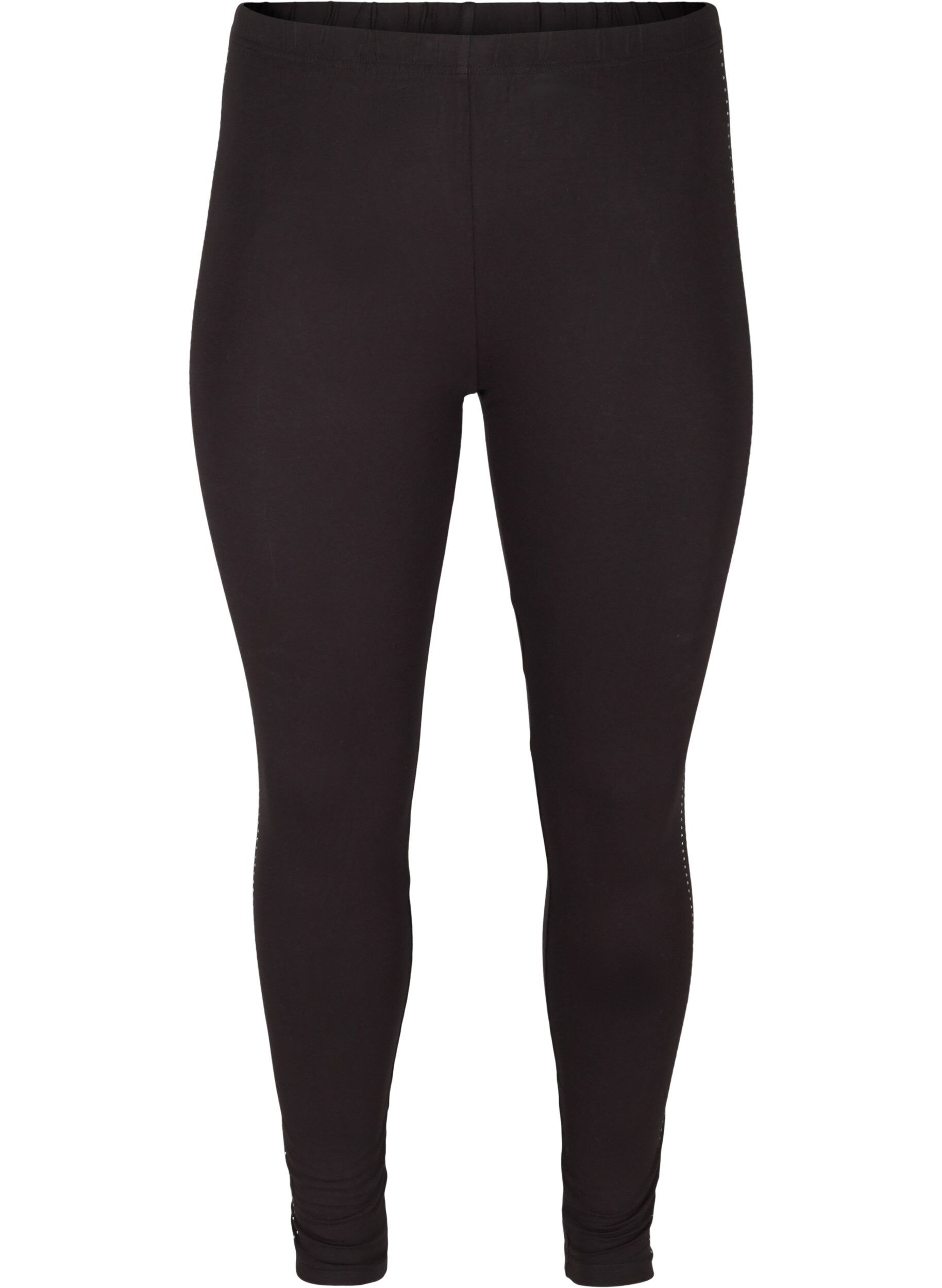 ZizziLeggings aus Viskose mit Ziersteinen an der Seite, Black, Packshot image number 0