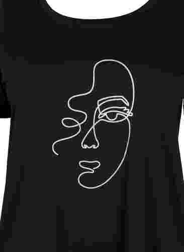 T-Shirt mit Glitzerprint aus Baumwolle, Black Shimmer Face, Packshot image number 2