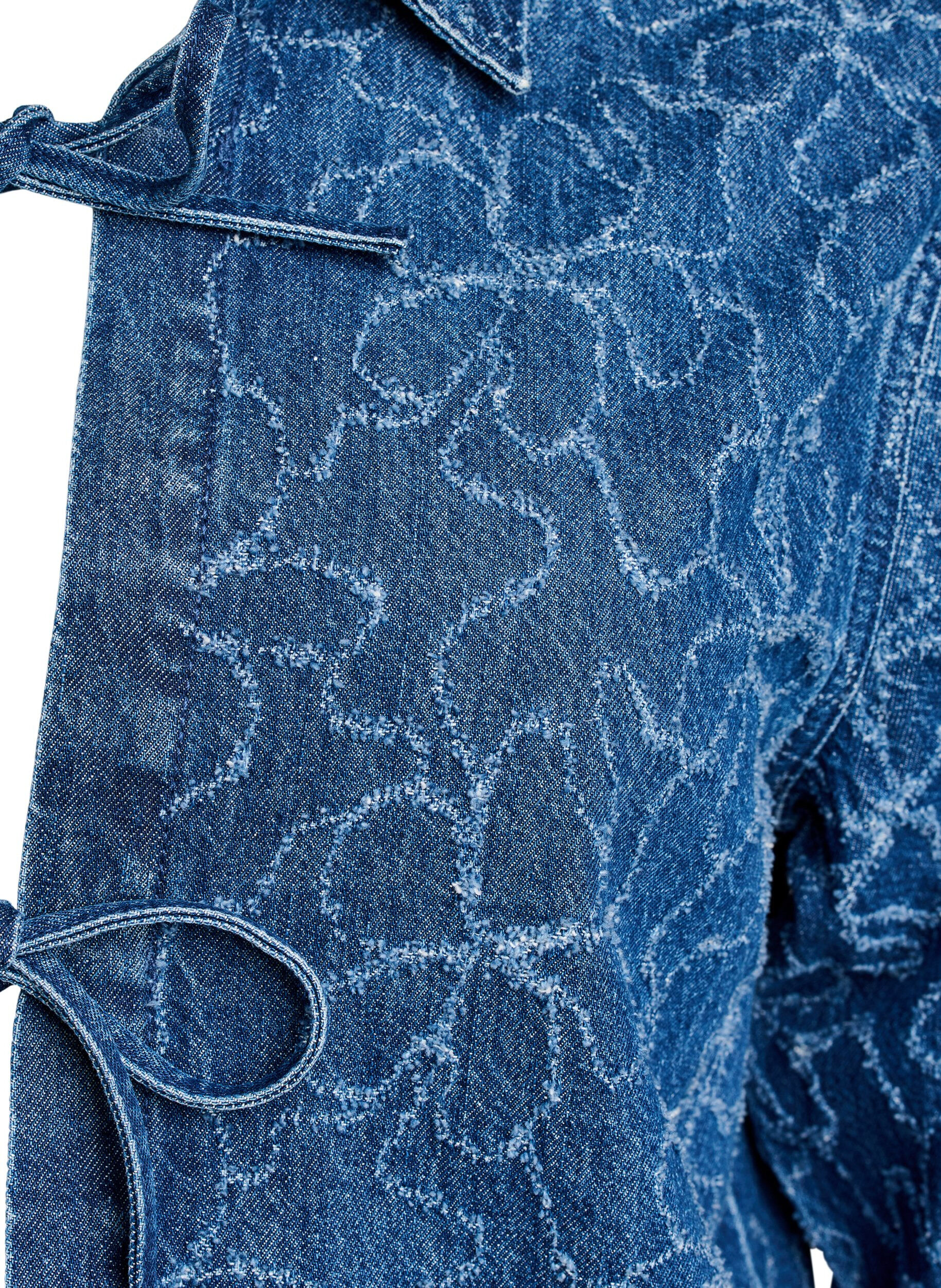 ZizziJeansjacke mit Bindeverschluss und Taschen, Blue Denim Destroy, Packshot image number 2