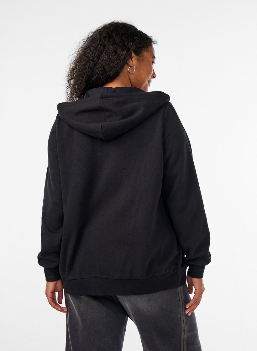 Kapuzensweatshirt mit Rei&szlig;verschluss und Taschen, Schwarz, Model image number 2