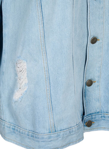 Locker sitzende Jeansjacke mit Abnutzungsdetails, Light blue denim, Packshot image number 3