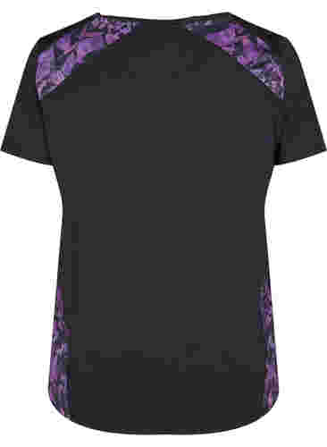 Trainings-T-Shirt mit Printdetails, Black, Packshot image number 1