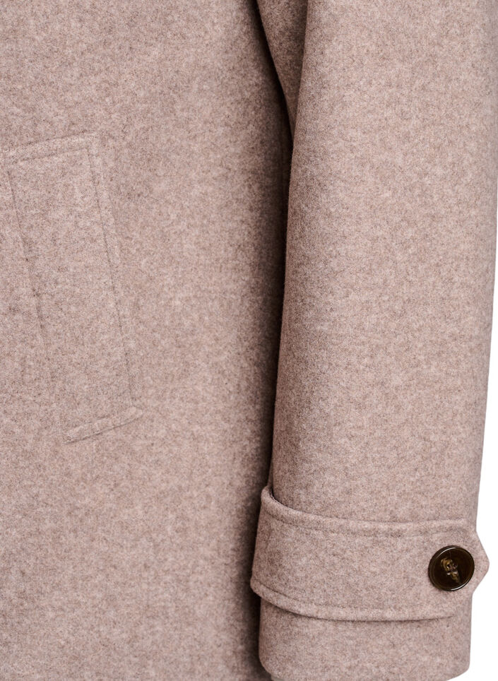 Kurzmantel mit zweireihiger Knopfleiste, Beige, Packshot image number 3