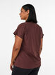 Lockeres Trainings-T-Shirt mit V-Ausschnitt, Braun, Model image number 2