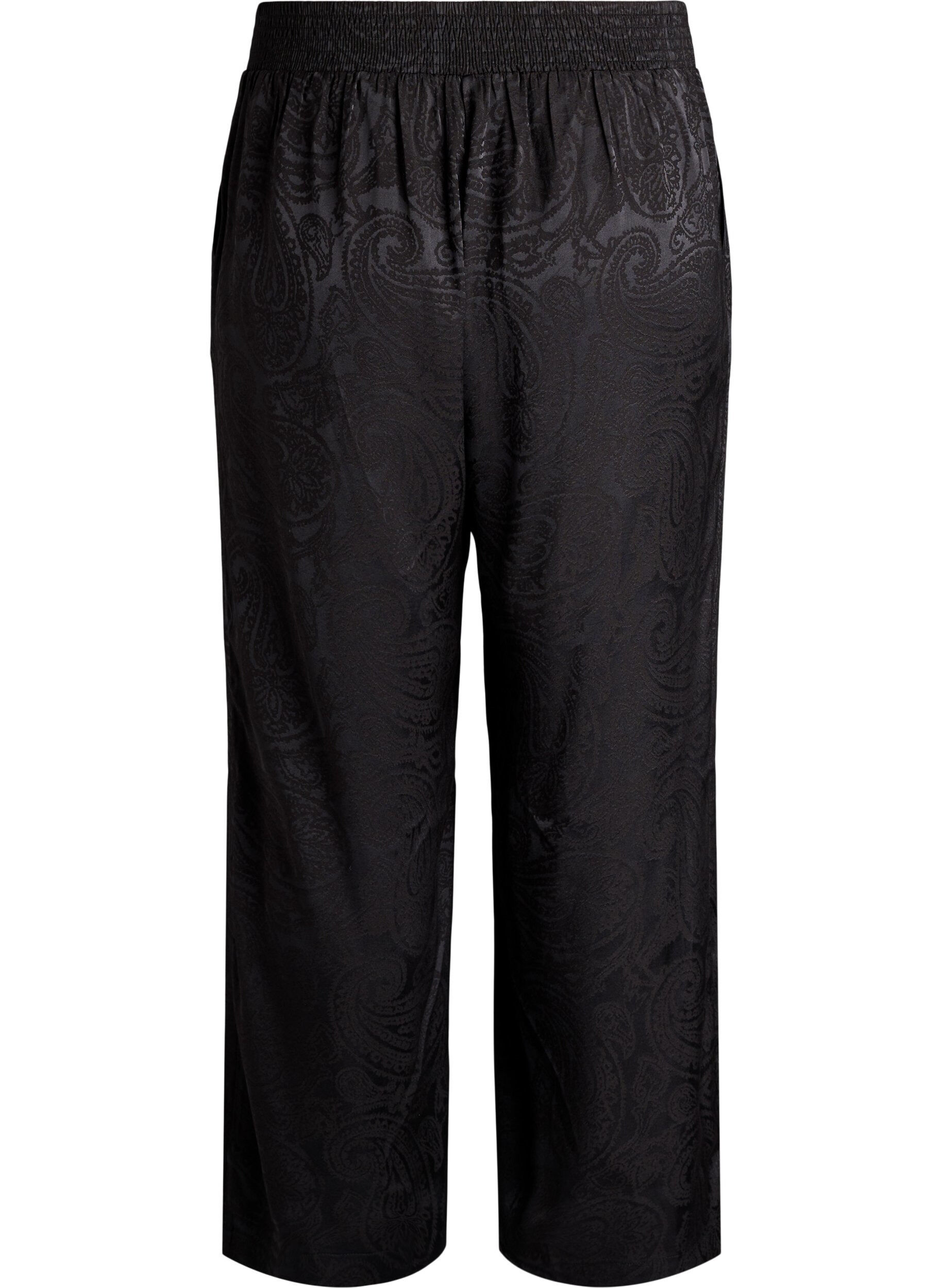 ZizziWeite Hose mit Paisleymuster und hoher Taille, Schwarz, Packshot image number 1