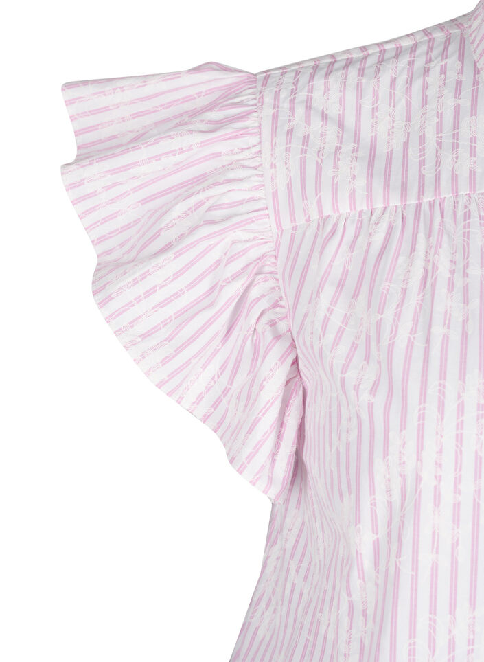 Ärmellose Bluse mit Streifen und Blumendruck, Pink, Packshot image number 3
