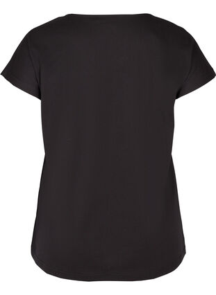 T-Shirt aus Baumwolle mit farbigem Aufdruck, Black W, Packshot image number 1