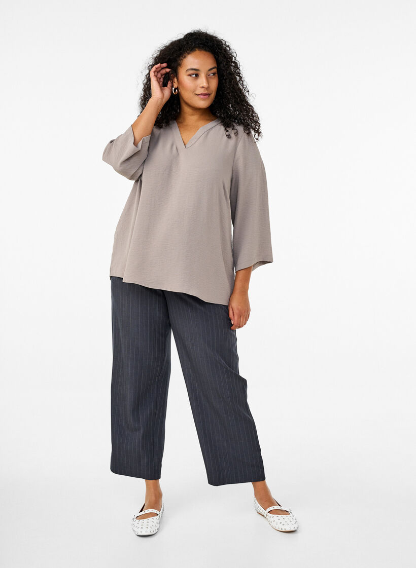 Bluse mit 3/4-&Auml;rmeln, Beige, Model image number 1