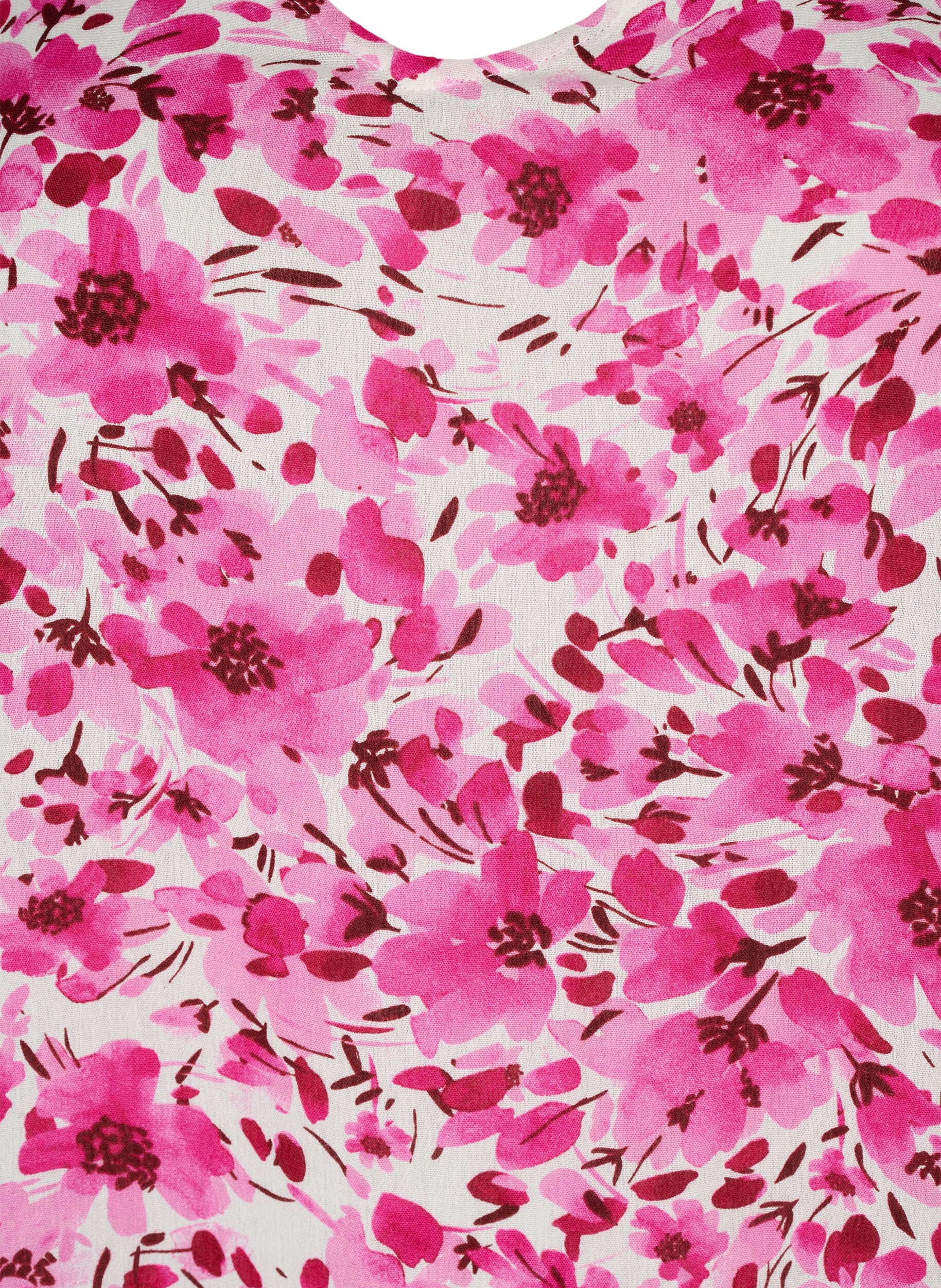 ZizziGebl&uuml;mtes Kleid aus Viskose mit A-Linie, Pink Flower Rain, Packshot image number 2