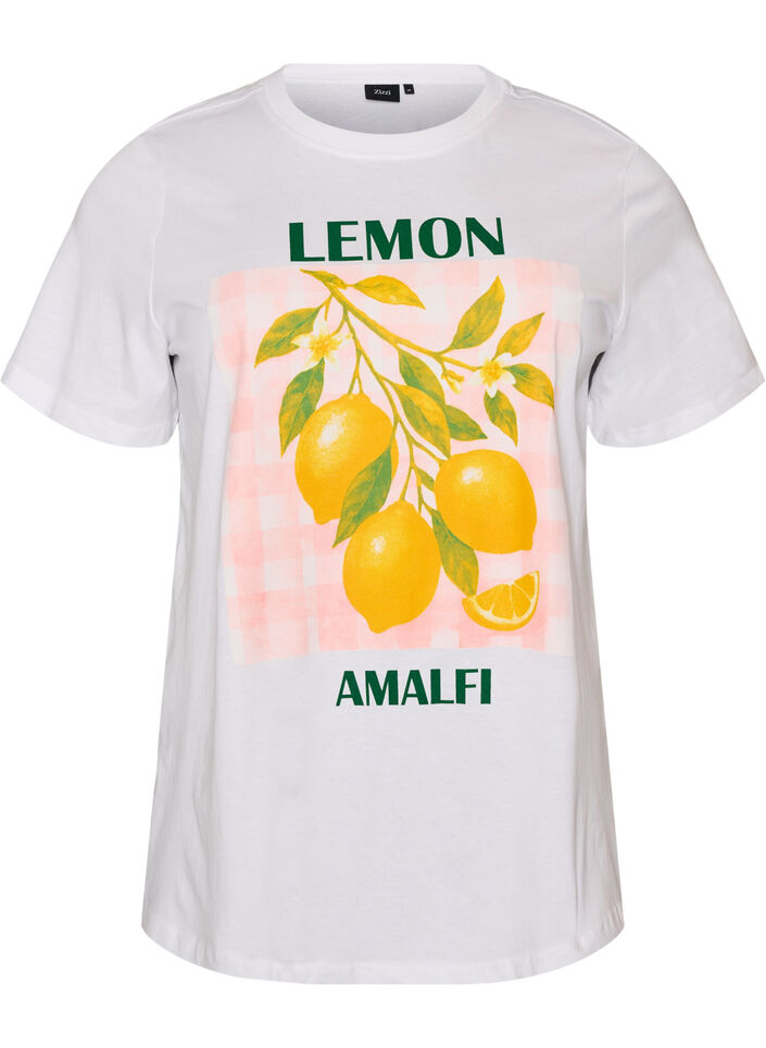 T-shirt aus Baumwolle mit Print, Wei&szlig;, Packshot