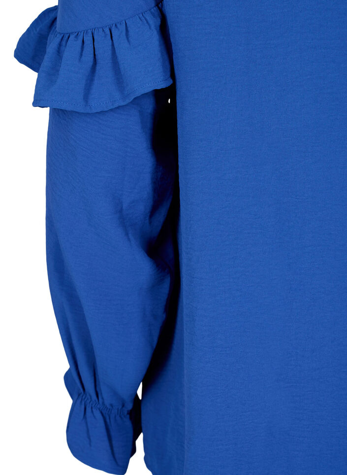 Bluse mit Rüschen und Knöpfen, Deep Ultramarine, Packshot image number 3