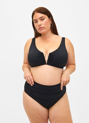 Bikinioberteil mit V-Bügel und herausnehmbaren Pads, Black, Model image number 2