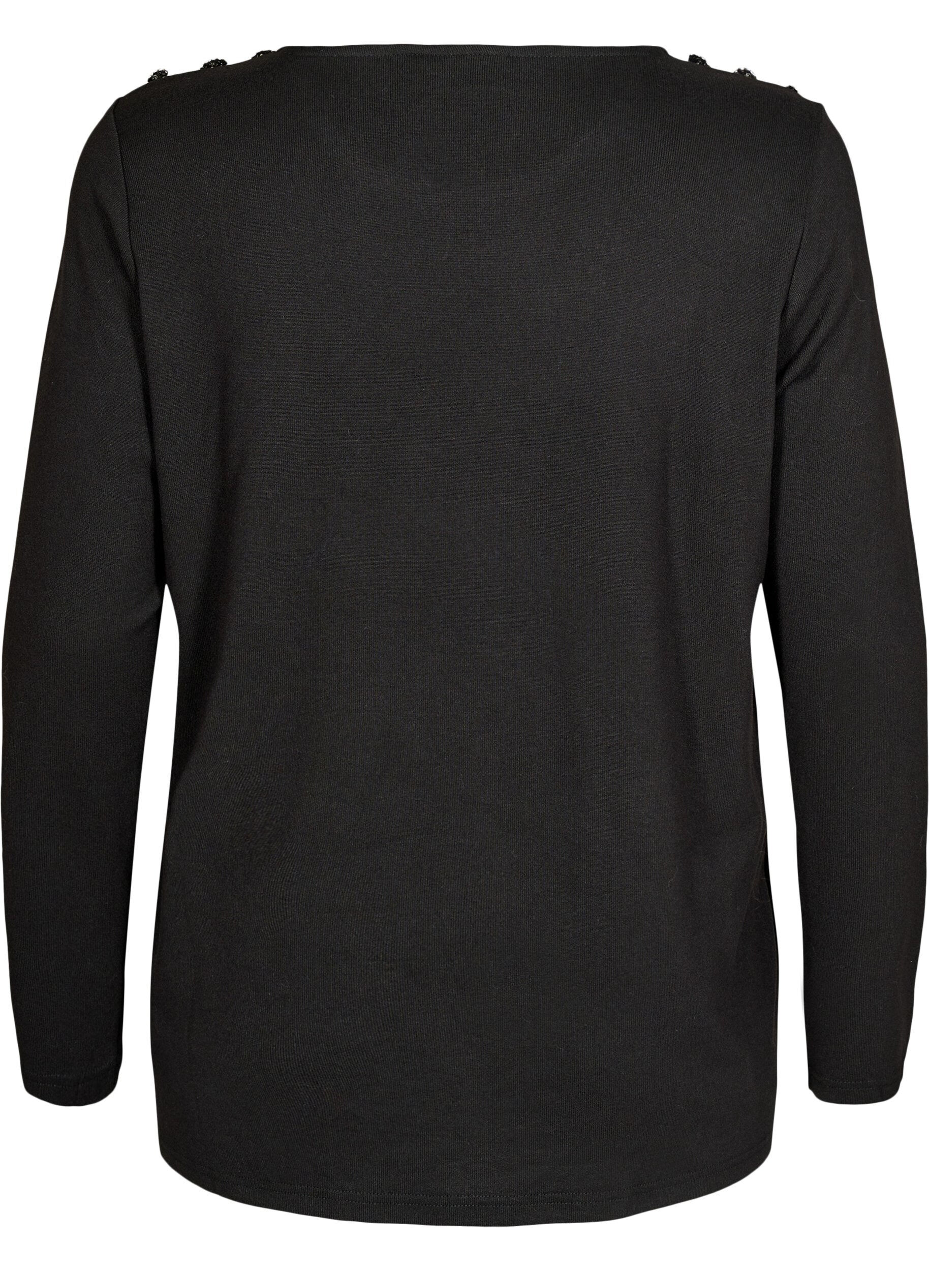 ZizziBluse mit Zierkn&ouml;pfen, Schwarz, Packshot image number 1