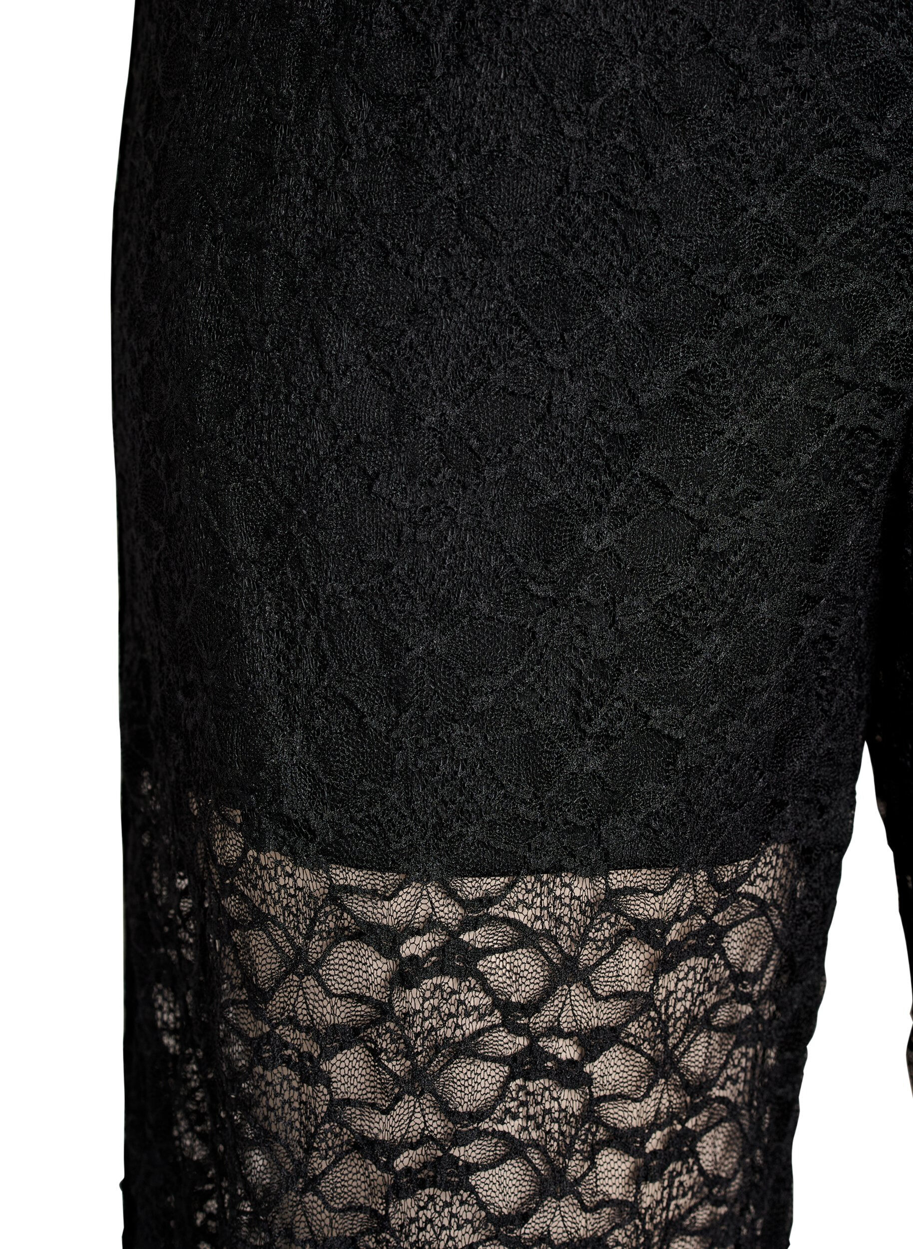 ZizziTransparente Spitzenhose mit weitem Bein, Schwarz, Packshot image number 2